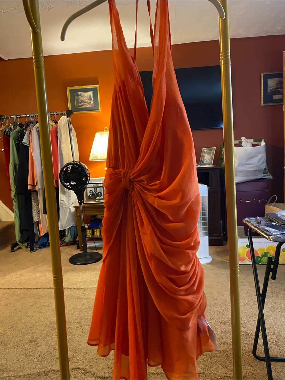 ASOS Orange Draped Mini Dress with Twist Front